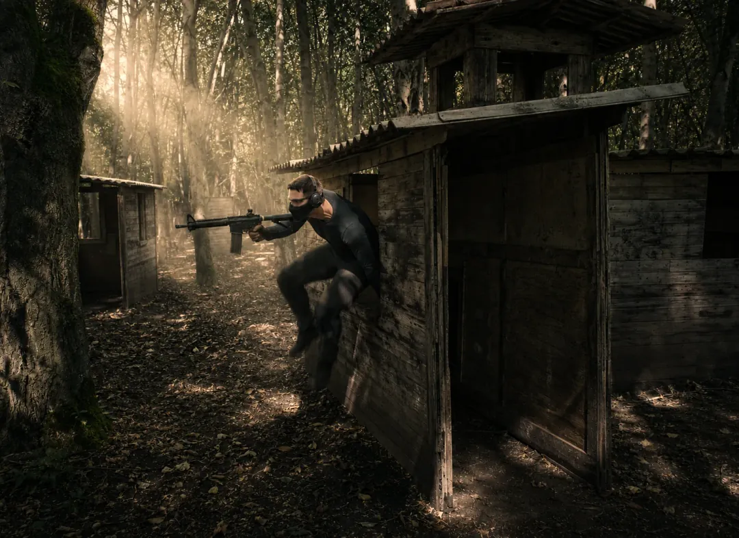 Hráči airsoftu v plné taktické výbavě